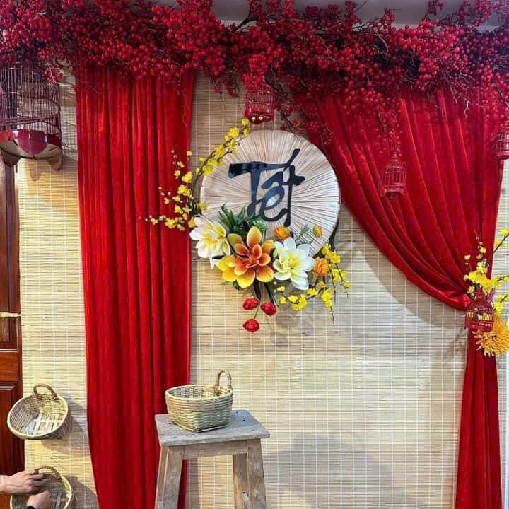 JESMARY - Màn Vải Trang Trí Tết Dễ Treo, Dễ Tháo, Tiện Lợi