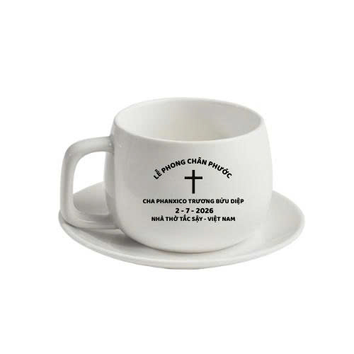 JESMARY - Giải Pháp Quà Tặng Đại Lễ Phong Thánh: Ly Sứ In Logo Giáo Xứ & Hình Cha Diệp Giá Rẻ